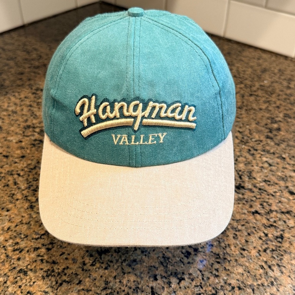 Vtg Hangman Valley TEXACE Baseball Cap Adjustable Men's Teal Beige USA Made